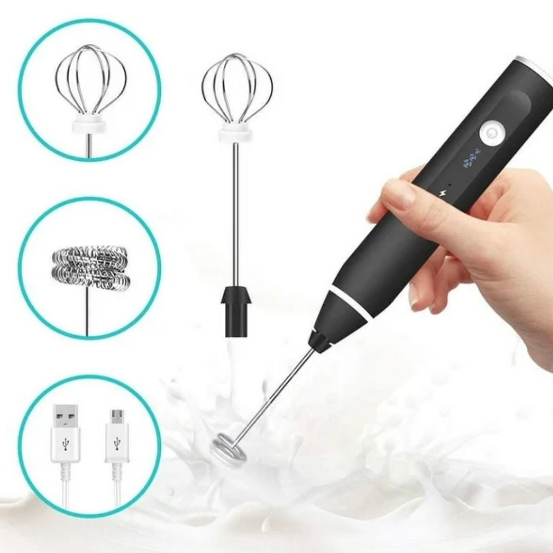 🌀 Batidor & Espumador Eléctrico Recargable - FoamMix Pro™ ☕🔌