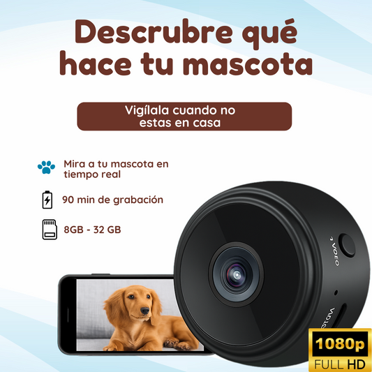 Mini Cámara de Monitoreo 1080p – Vigila a tu mascota 🐾