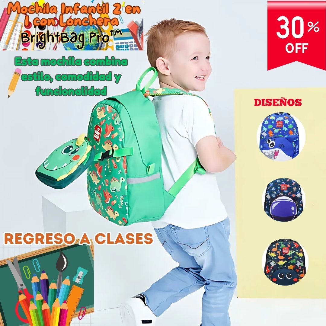 🎒 Mochila Infantil 2 en 1 con Lonchera - BrightBag Pro™ 🌟🧸